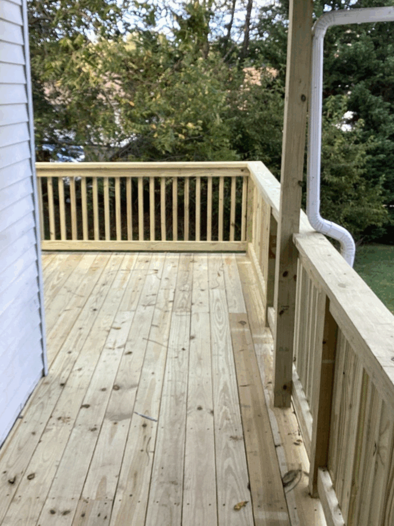 Porch Project Daimion Home Improvements Redesigned View from Side on Deck